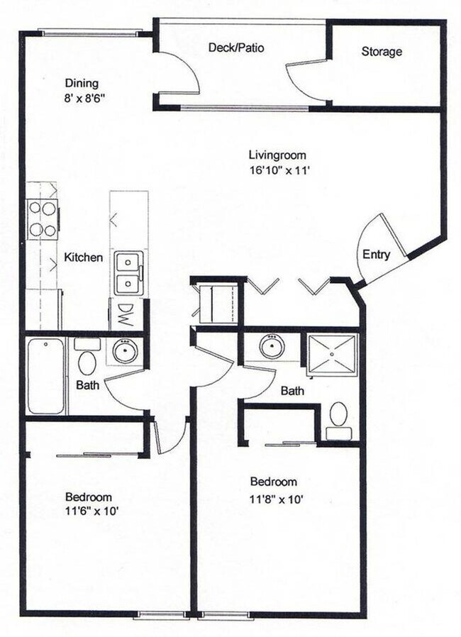2 Bedroom Common 201 floor plan
